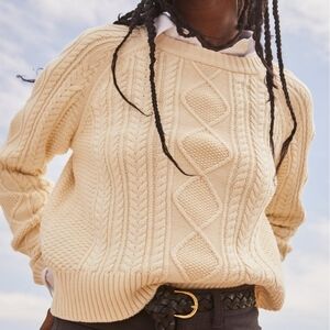 Faherty Sunwashed Cable Knit Crewneck Sweater